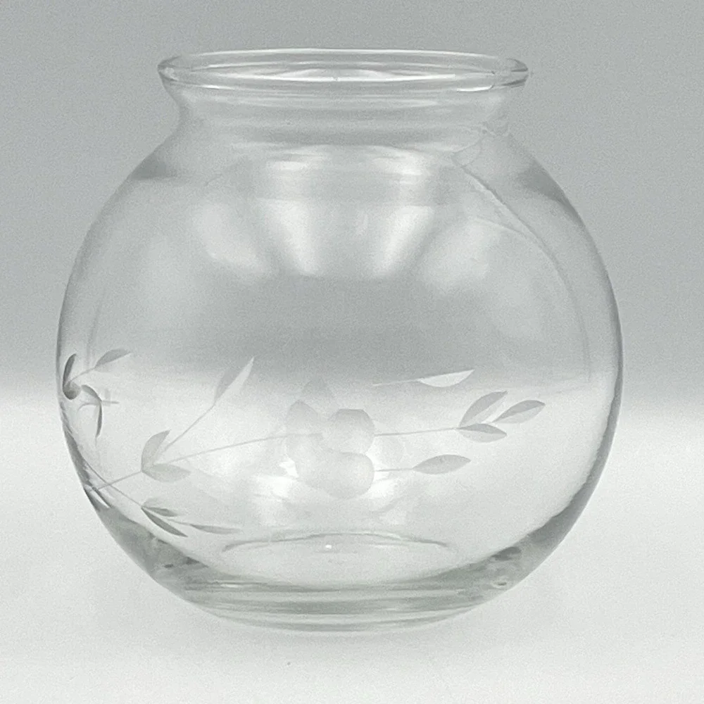 Vintage 1980s Princess House Heritage Floral Glass Jar 4